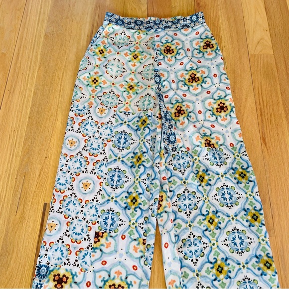 Zara Patchwork Wide Leg Pant XS, Side Zipper, Silky Satiny, Flowy, Resort Wear - Picture 3 of 9